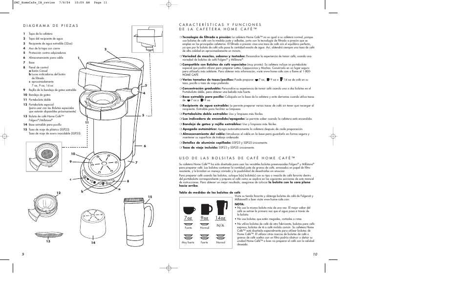 7 oz 9 oz 14 oz | Mr. Coffee SSP10 User Manual | Page 6 / 8