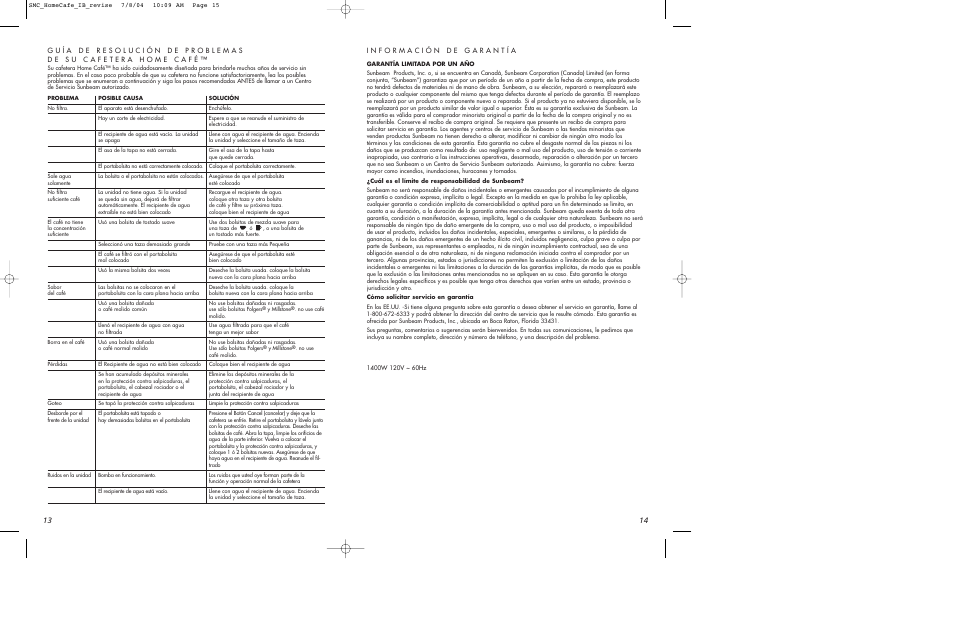 Mr. Coffee SSP10 User Manual | Page 8 / 8