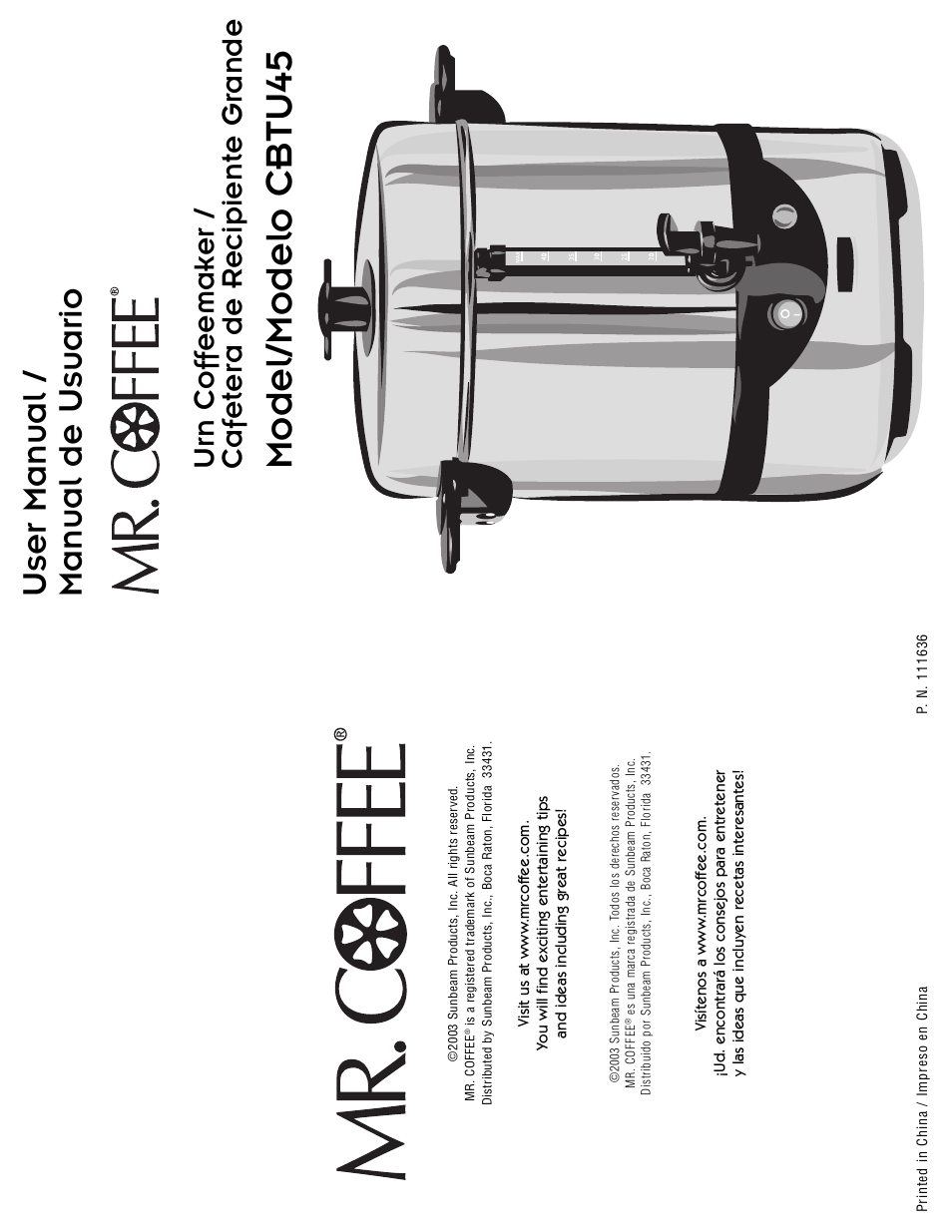 Mr. Coffee CBTU45 User Manual | 10 pages