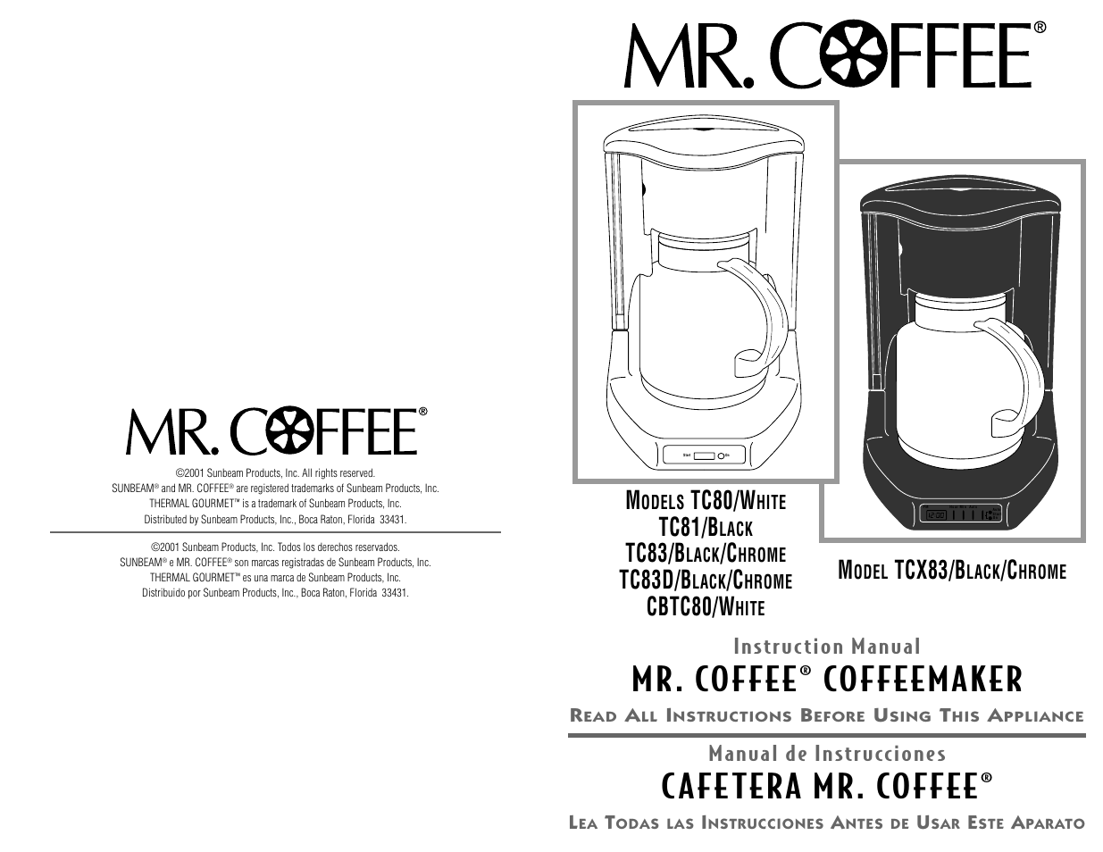 Mr. Coffee TC80 User Manual | 20 pages