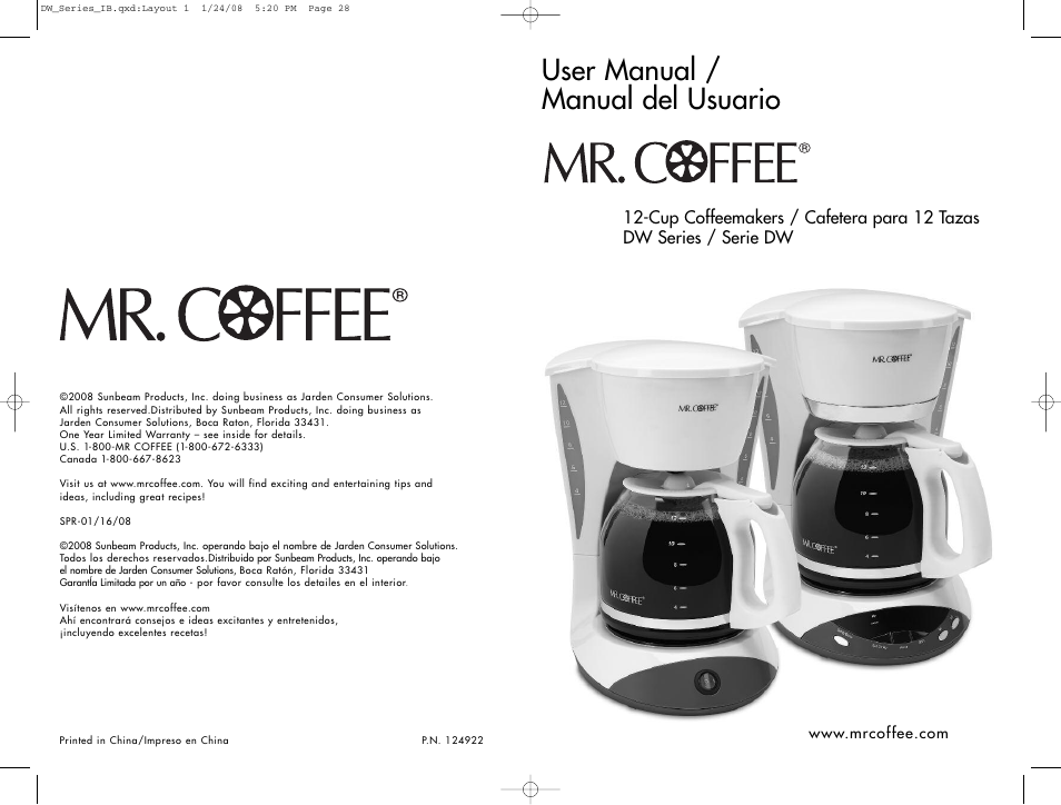 Mr. Coffee DW12 User Manual | 14 pages