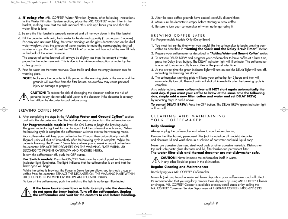 Mr. Coffee DW12 User Manual | Page 5 / 14