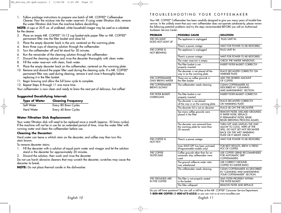 Mr. Coffee DW12 User Manual | Page 6 / 14