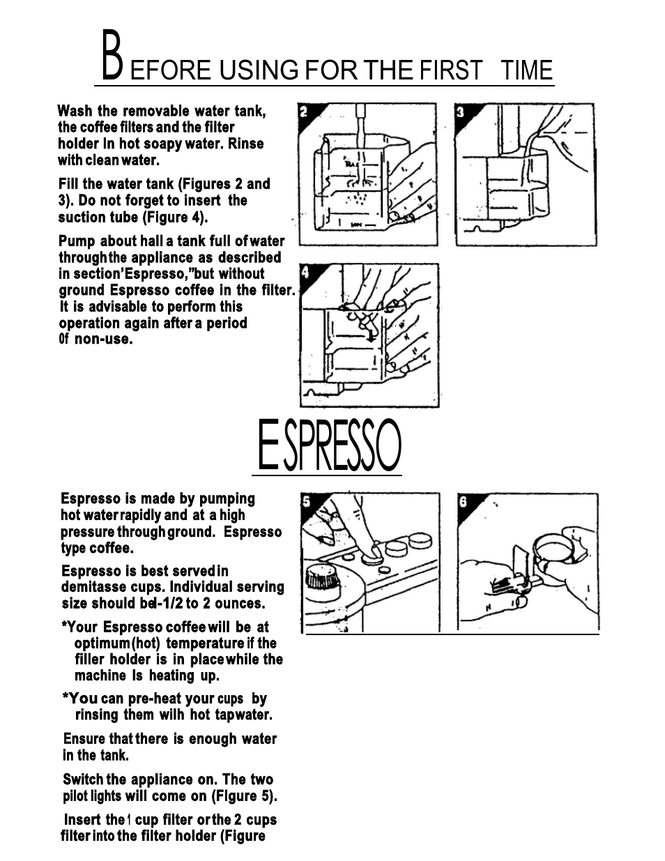 Espresso, Efore using for the first time | Mr. Coffee ECMP3 User Manual | Page 5 / 12