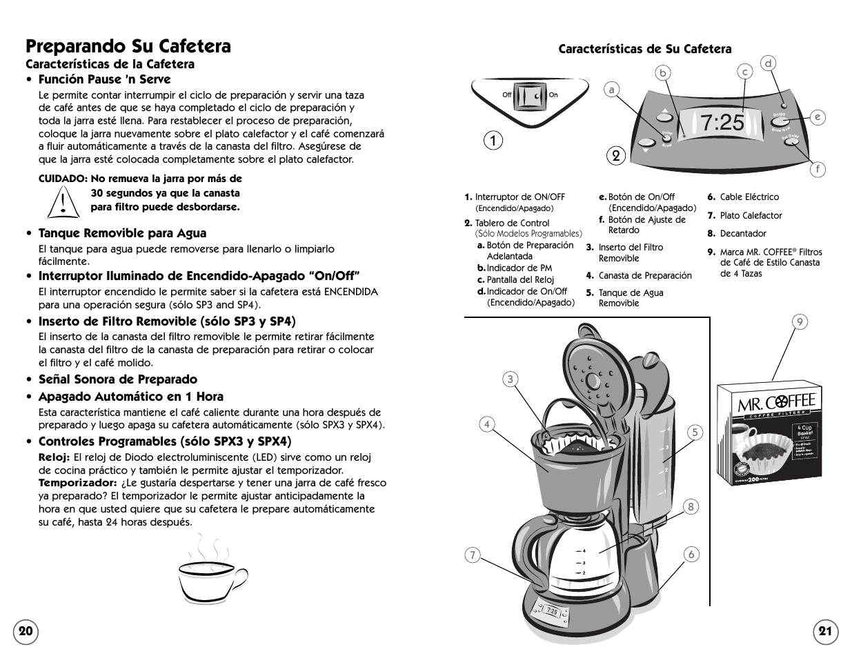 Preparando su cafetera | Mr. Coffee 109041 User Manual | Page 11 / 16