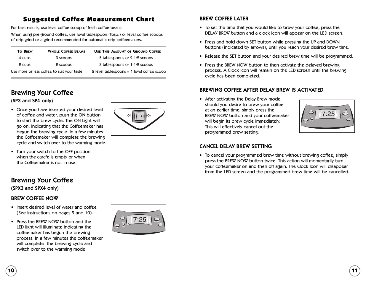 Brewing your coffee, Suggested coffee measurement chart | Mr. Coffee 109041 User Manual | Page 6 / 16