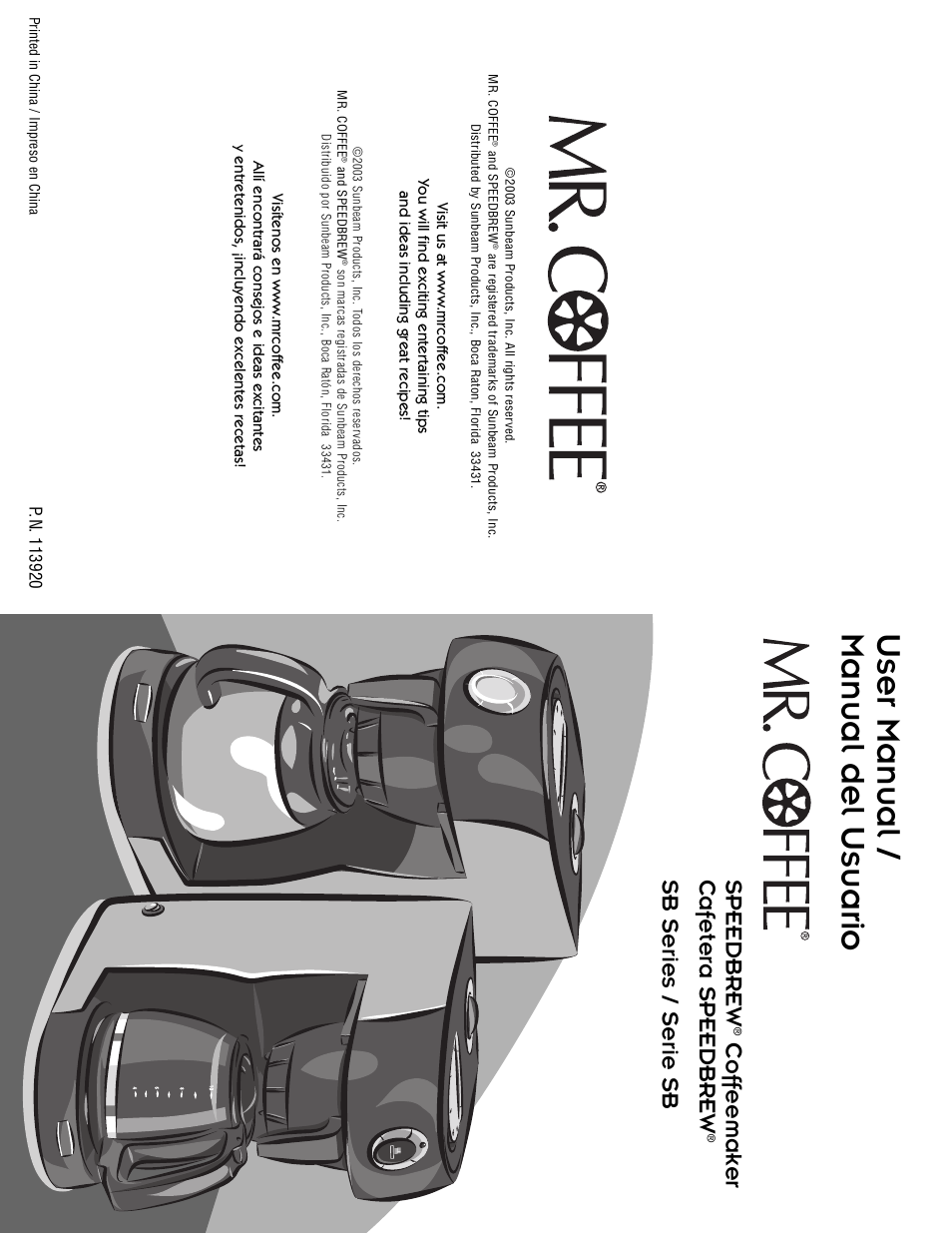 Mr. Coffee SB User Manual | 14 pages