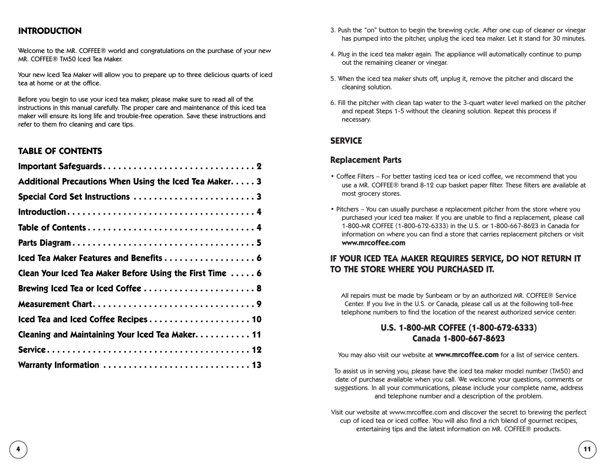 Mr. Coffee Iced Tea and Iced Coffee Maker TM50 User Manual | Page 4 / 7