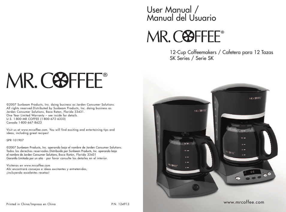 Mr. Coffee SKX23 User Manual | 13 pages