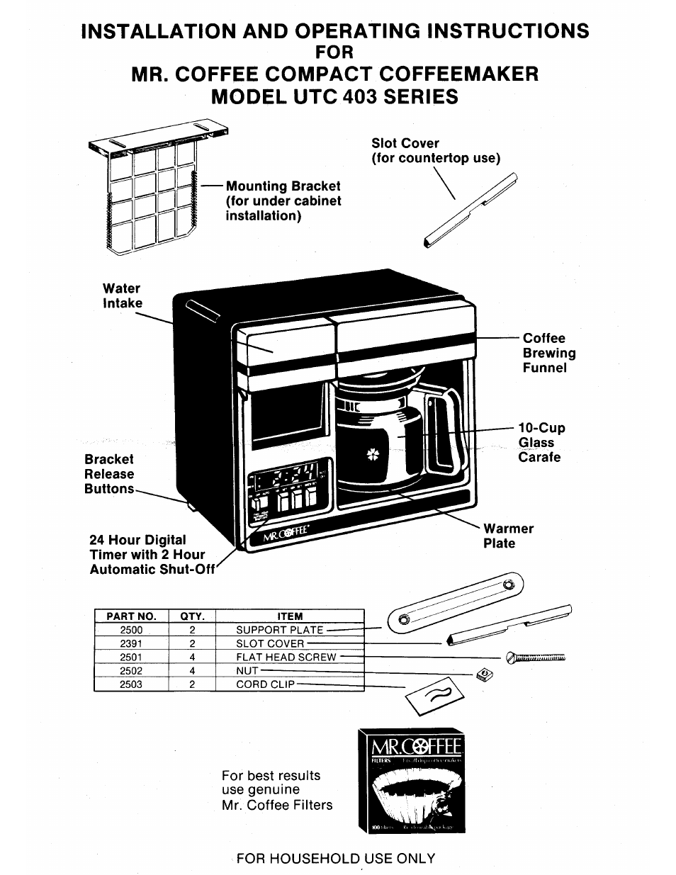 Mr. Coffee 403 Series User Manual | 8 pages