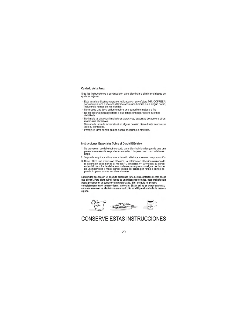 Conserve estas instrucciones | Mr. Coffee GB Series User Manual | Page 21 / 38
