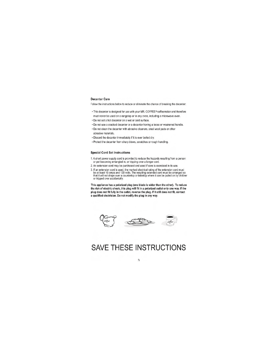 Save these instructions | Mr. Coffee GB Series User Manual | Page 4 / 38