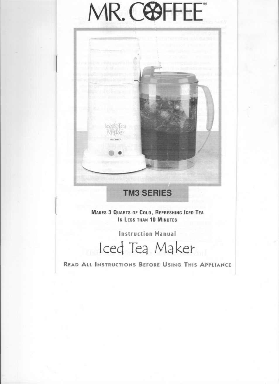 Mr. Coffee TM3 SERIES User Manual | 12 pages