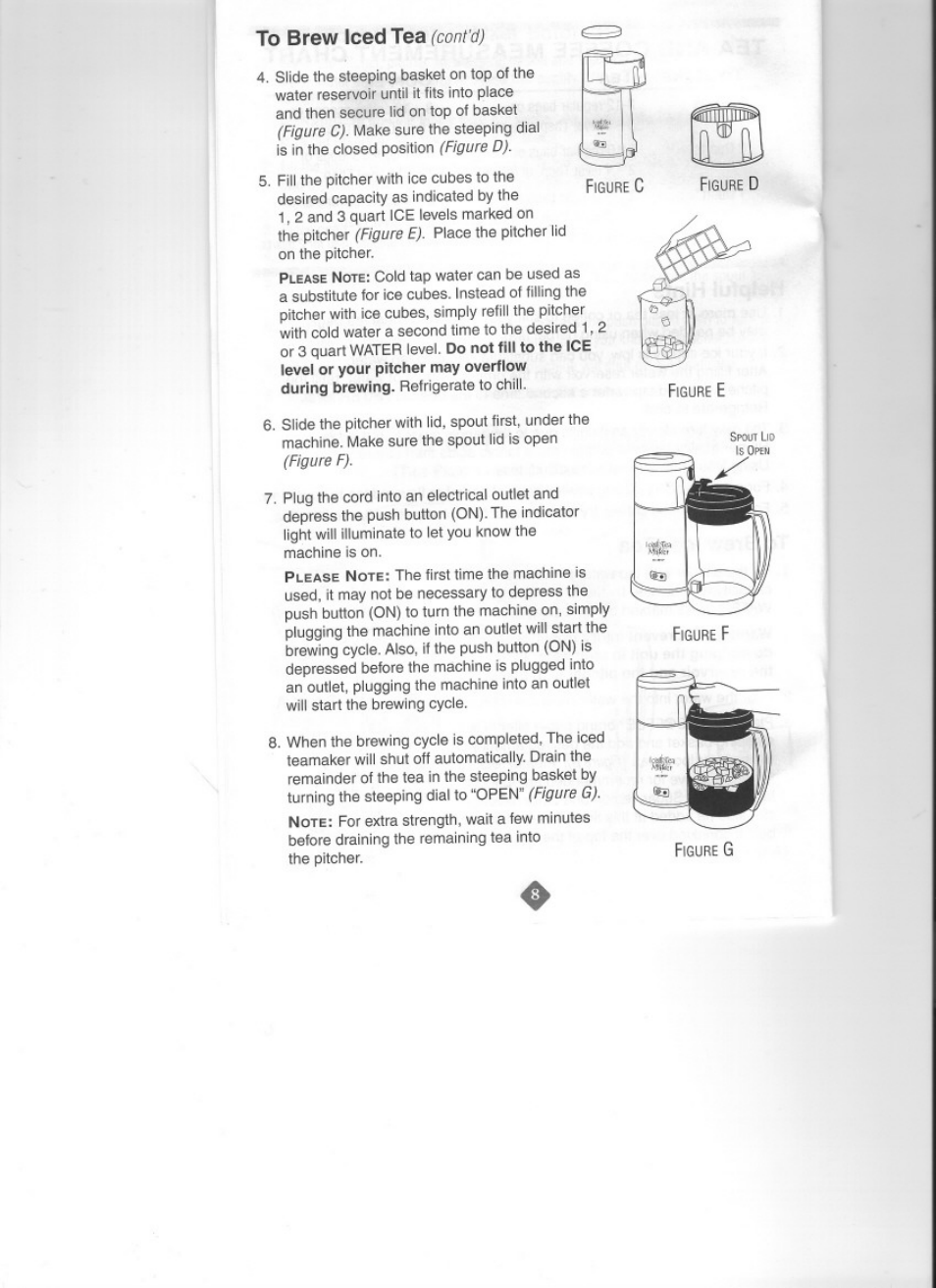 To brew iced tea (cont'd) | Mr. Coffee TM3 SERIES User Manual | Page 8 / 12