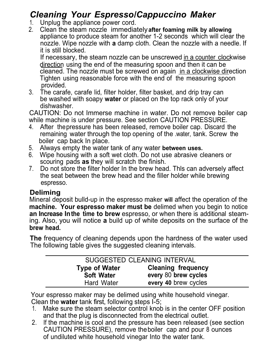 Cleaning your espresso/cappuccino maker | Mr. Coffee ECM7 User Manual | Page 10 / 12