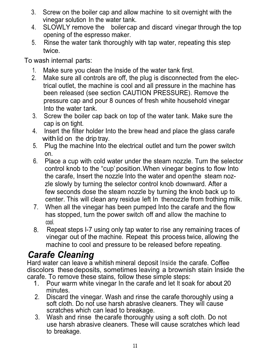 Carafe cleaning | Mr. Coffee ECM7 User Manual | Page 11 / 12