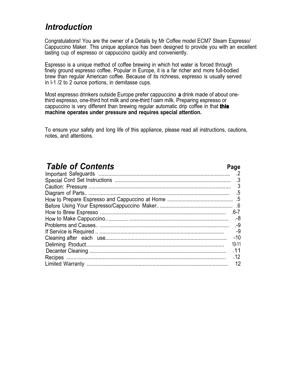 Mr. Coffee ECM7 User Manual | Page 4 / 12