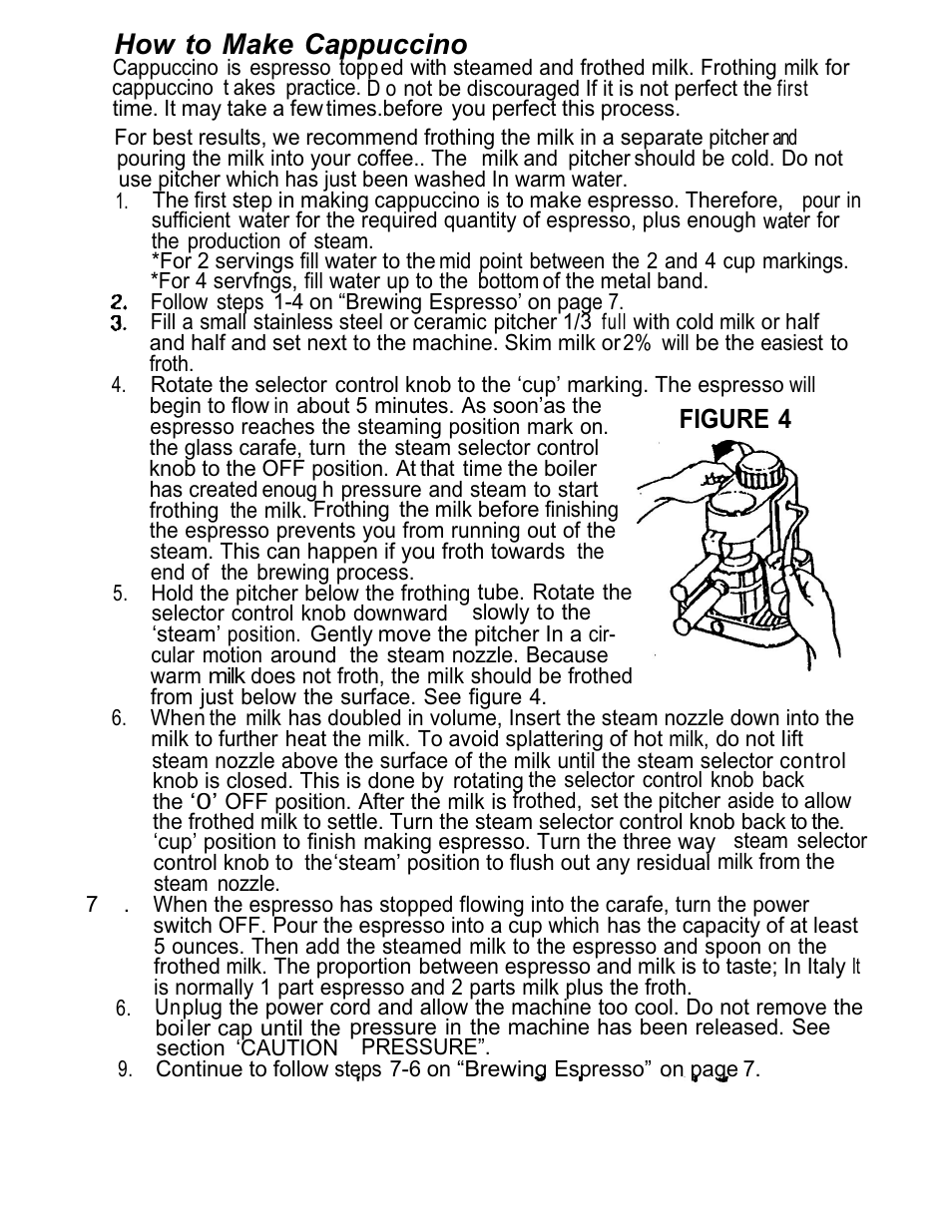 How to make cappuccino, Figure 4 | Mr. Coffee ECM7 User Manual | Page 8 / 12