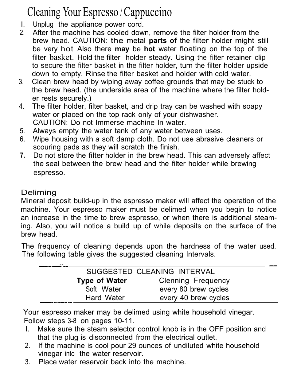 Cleaning y our espresso / cappuccino, Basket | Mr. Coffee ECMP2 User Manual | Page 10 / 12