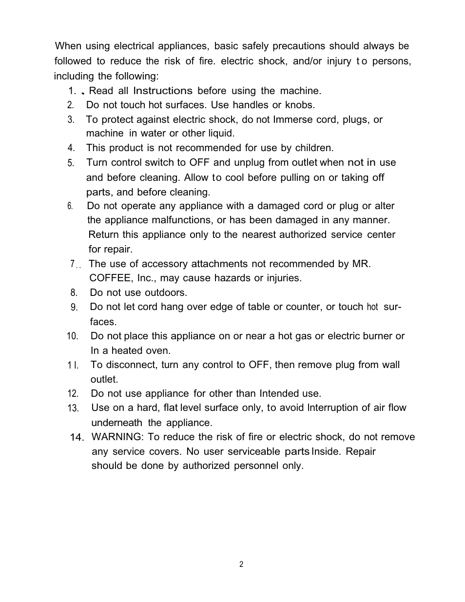 Important safeguards, Save these instructions | Mr. Coffee ECMP2 User Manual | Page 2 / 12