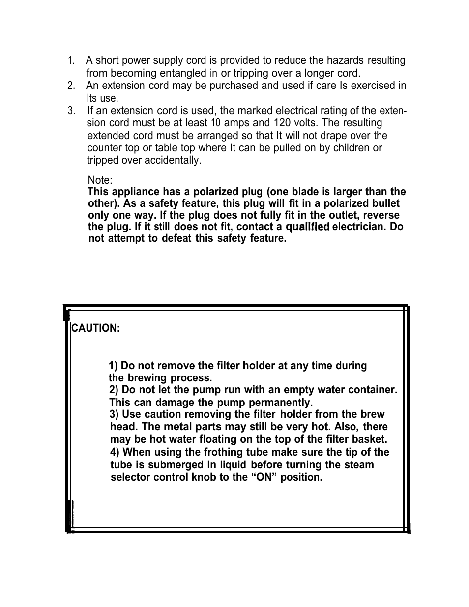 Special cord set instructions | Mr. Coffee ECMP2 User Manual | Page 3 / 12