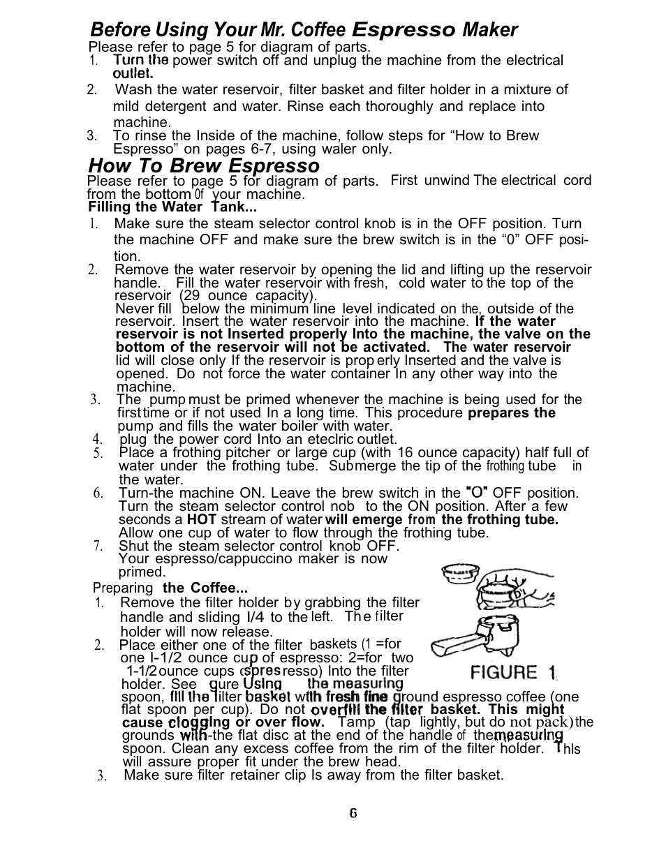 Before using your mr. coffee espresso maker, How to brew espresso | Mr. Coffee ECMP2 User Manual | Page 6 / 12