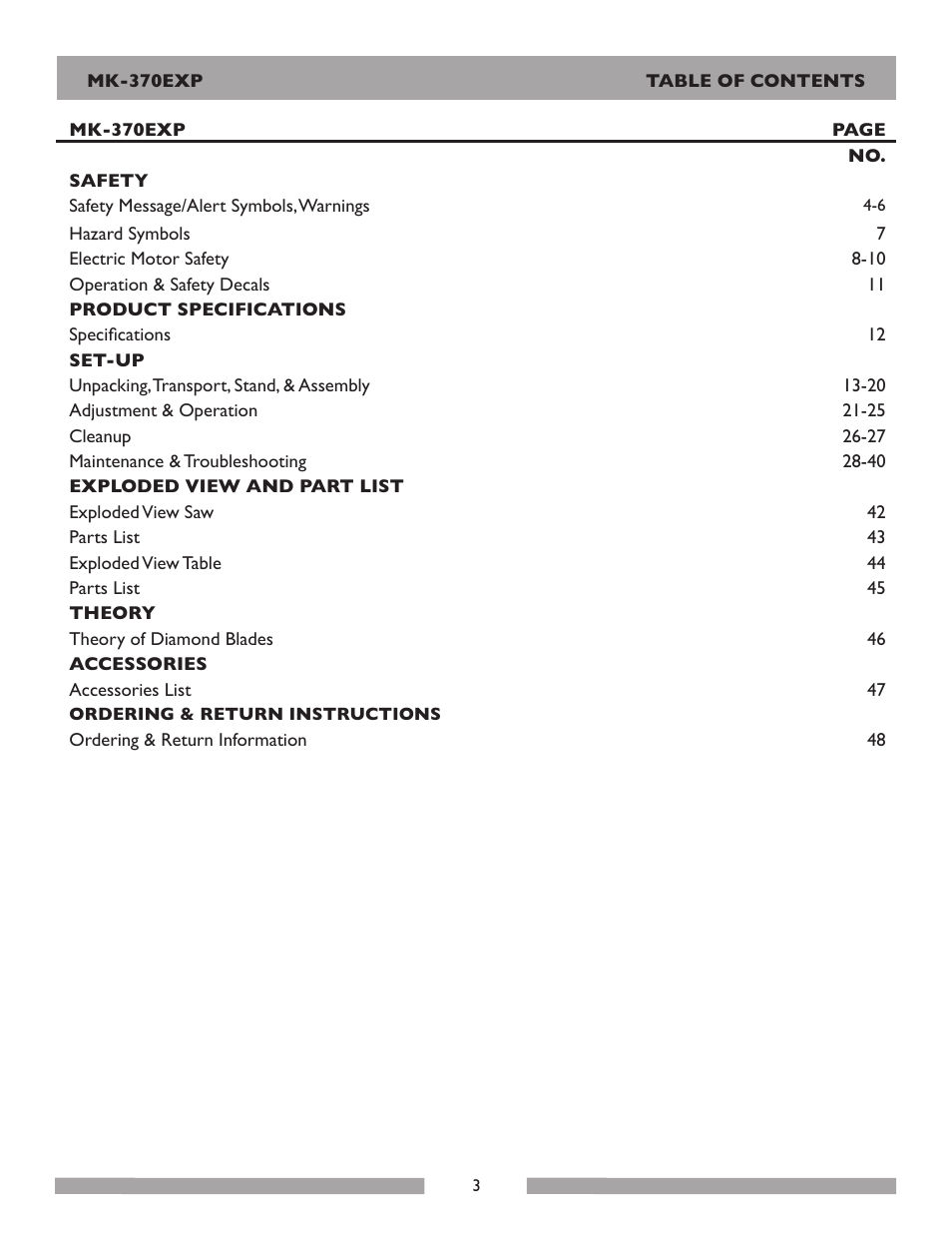MK Diamond Products MK-370EXP User Manual | Page 3 / 49