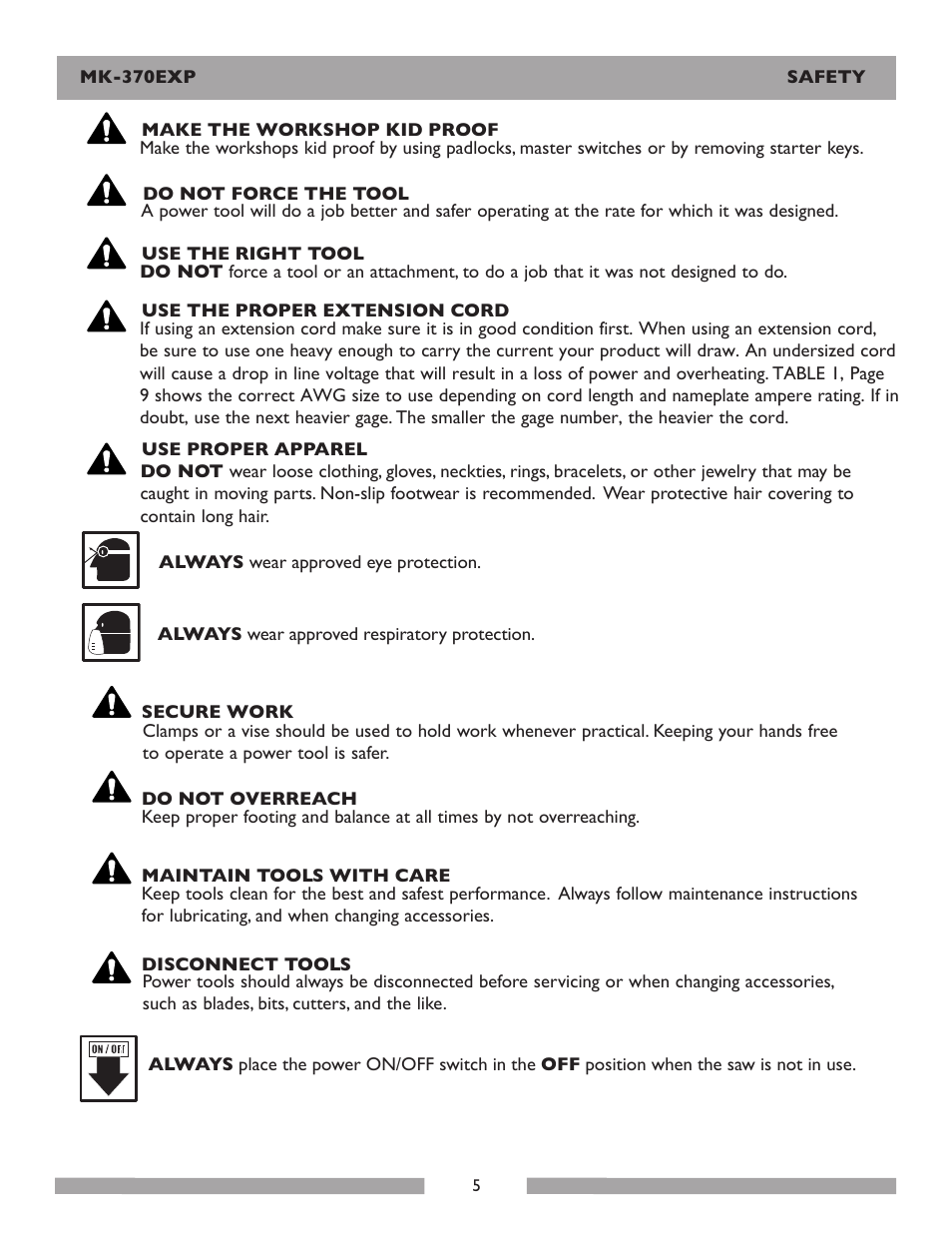 MK Diamond Products MK-370EXP User Manual | Page 5 / 49