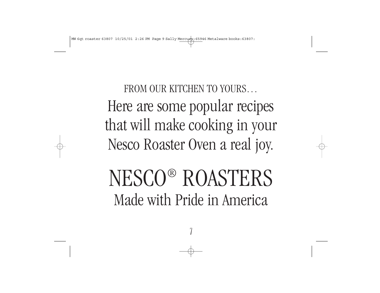 Nesco, Roasters, Made with pride in america | Nesco 6-QT User Manual | Page 9 / 24