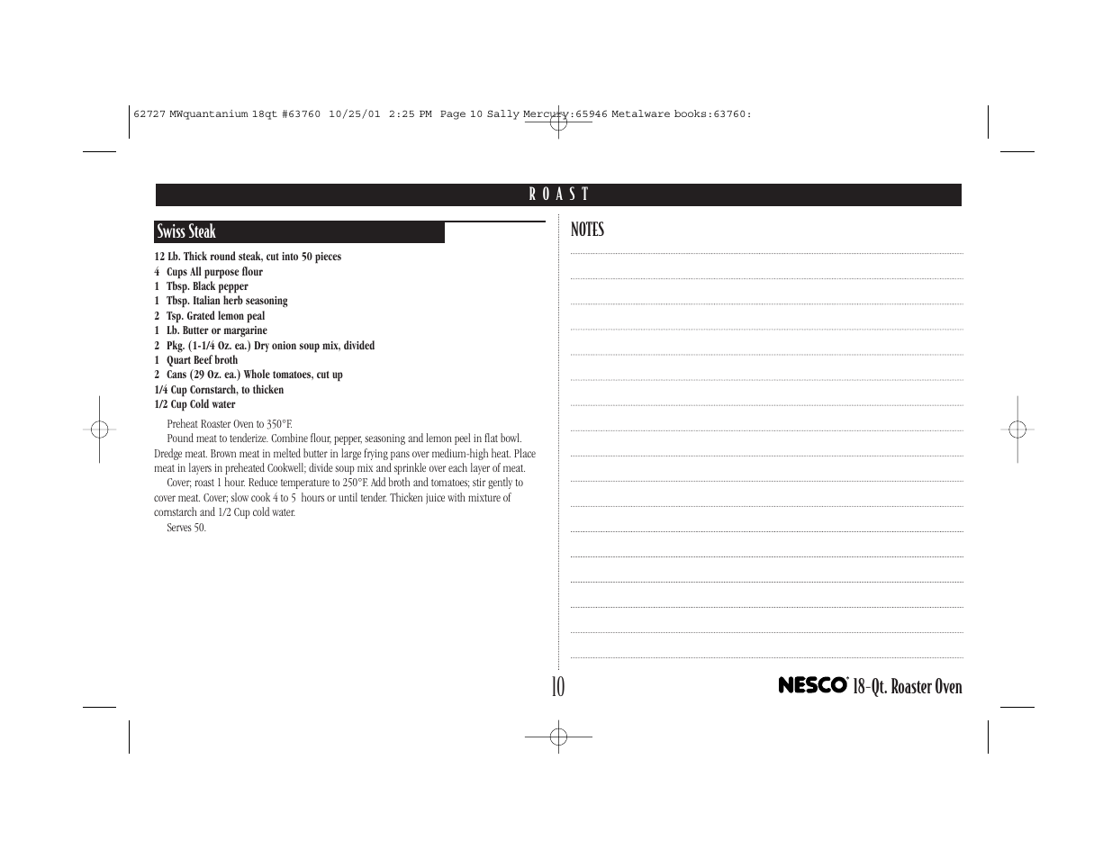 Qt. roaster oven | Nesco 18-Qt. User Manual | Page 11 / 20