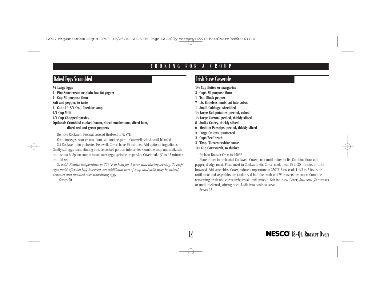 Qt. roaster oven | Nesco 18-Qt. User Manual | Page 13 / 20