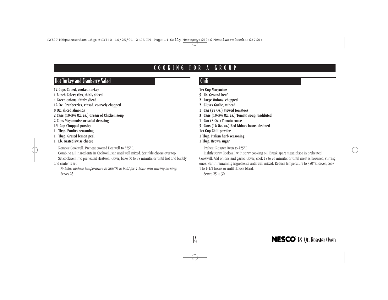 Qt. roaster oven | Nesco 18-Qt. User Manual | Page 15 / 20