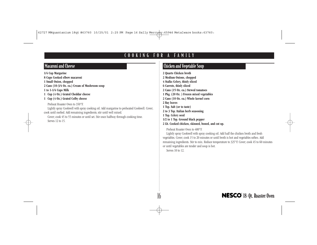 Qt. roaster oven | Nesco 18-Qt. User Manual | Page 17 / 20