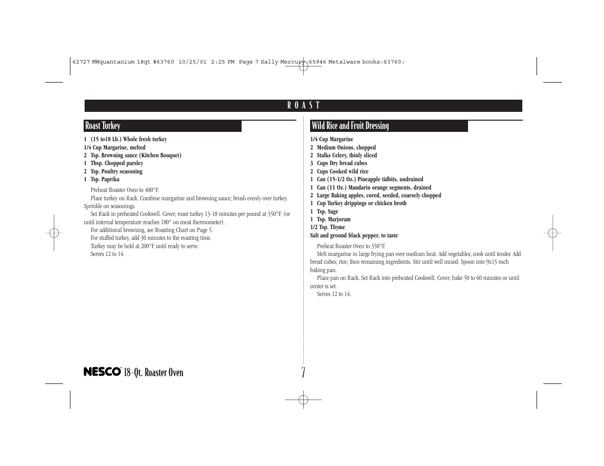 Qt. roaster oven | Nesco 18-Qt. User Manual | Page 8 / 20