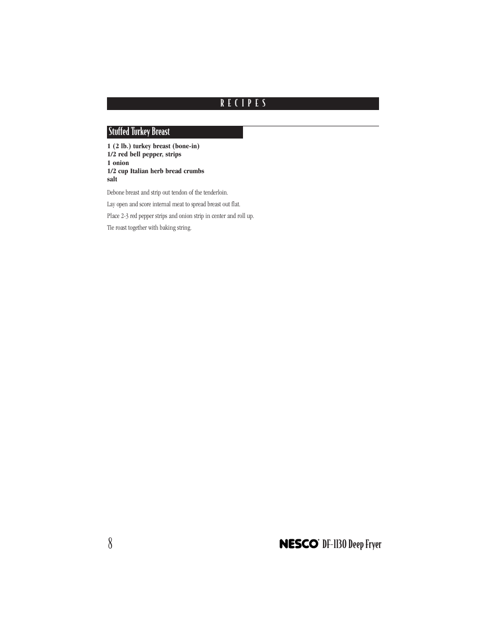 Df-1130 deep fryer | Nesco DF-1130 User Manual | Page 8 / 12