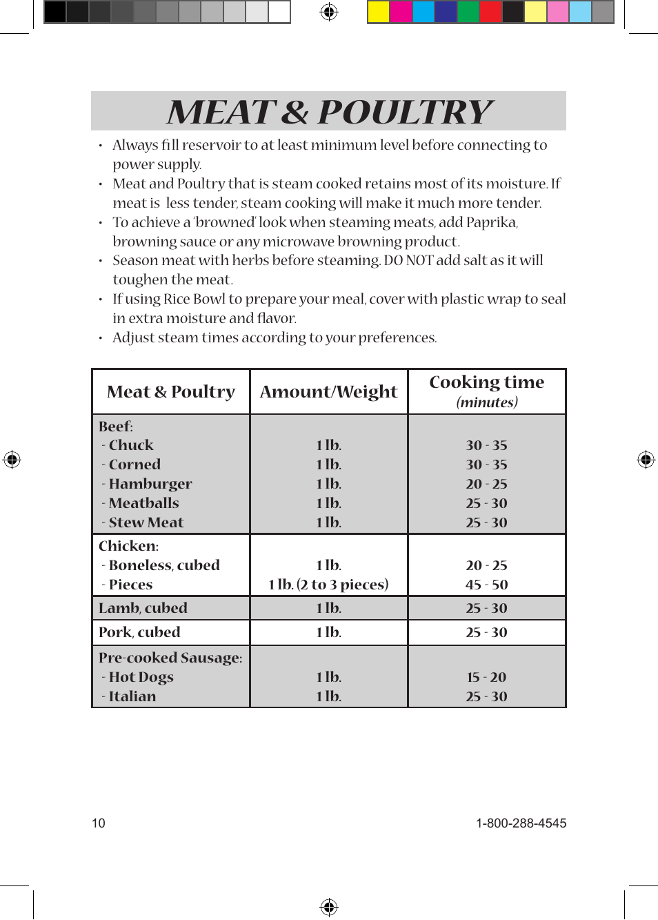 Meat & poultry | Nesco ST-25 User Manual | Page 10 / 12