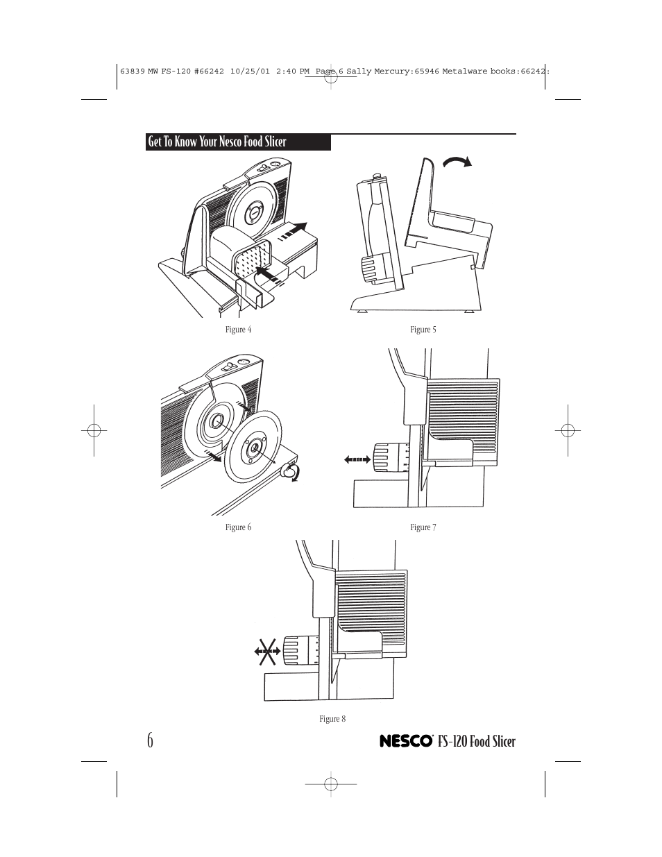 Fs-120 food slicer | Nesco FS-120T User Manual | Page 6 / 8
