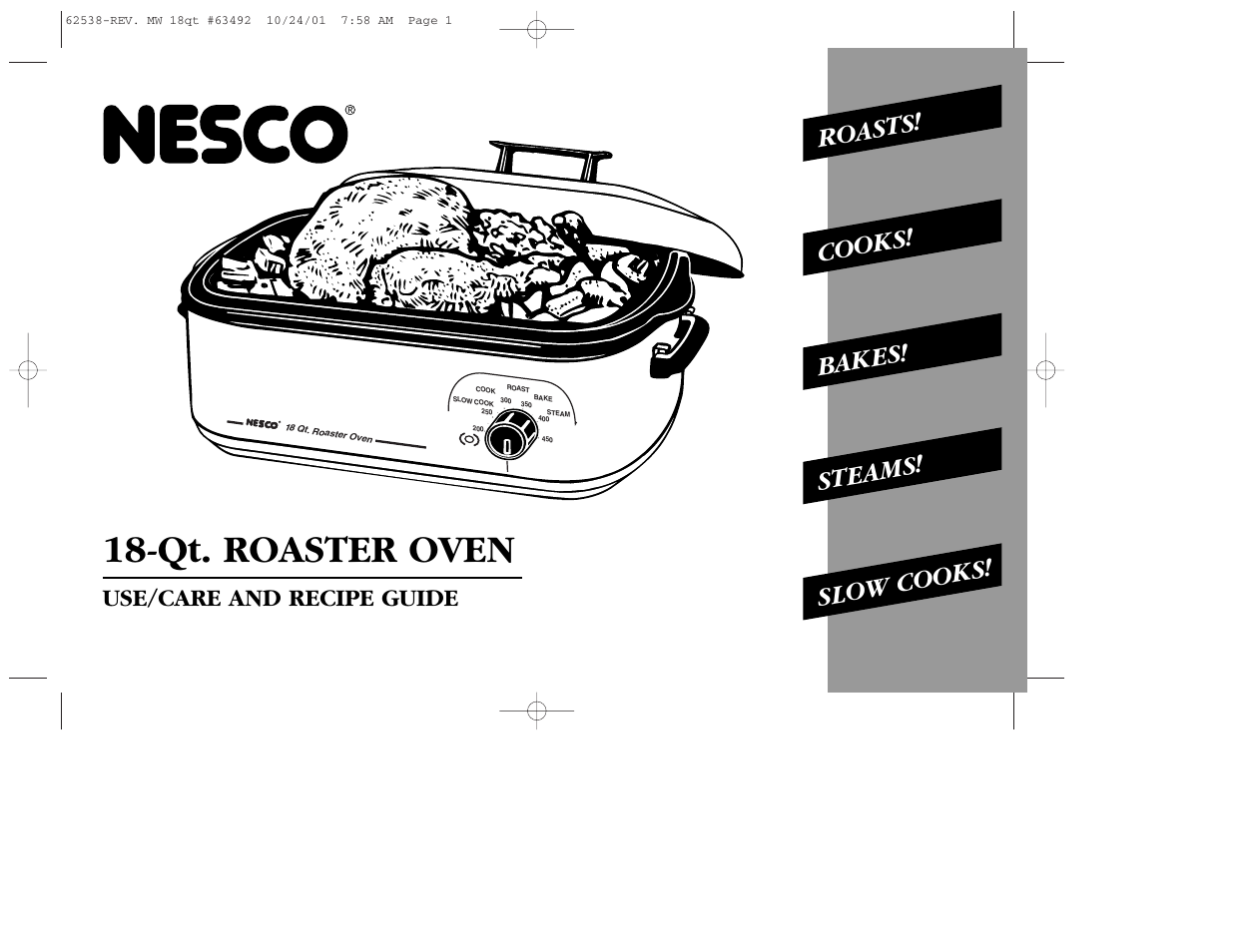 Nesco 18-Qt. ROASTER OVEN User Manual | 20 pages