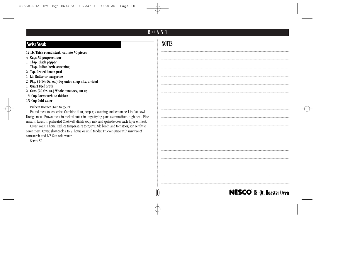 Qt. roaster oven | Nesco 18-Qt. ROASTER OVEN User Manual | Page 11 / 20