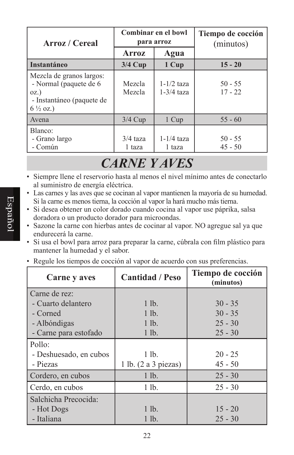 Carne y aves | Nesco ST-24 User Manual | Page 23 / 28