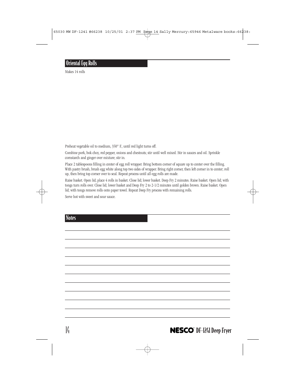 Df-1241 deep fryer | Nesco DF-1241 User Manual | Page 14 / 16