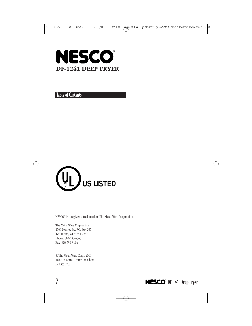 Nesco DF-1241 User Manual | Page 2 / 16