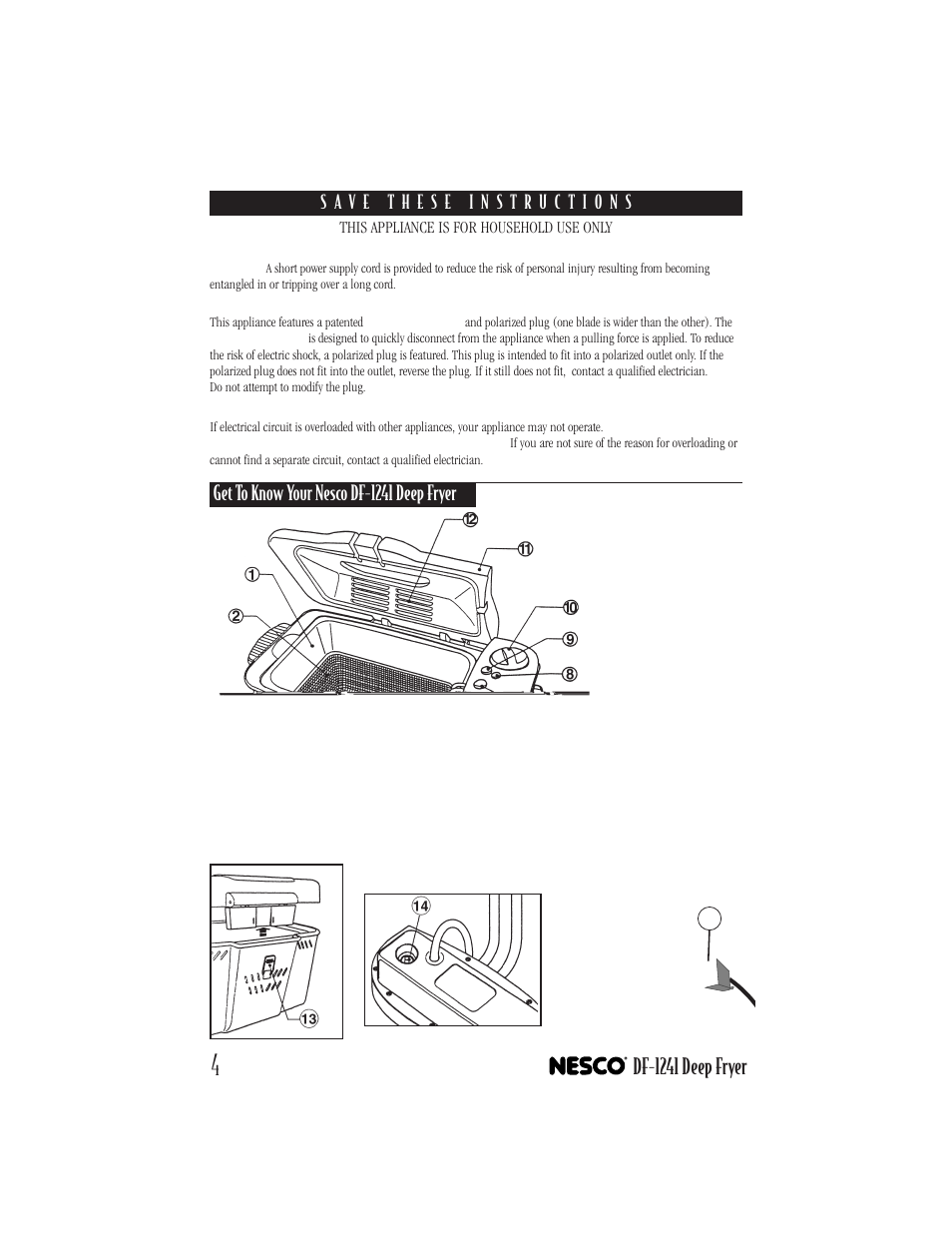 Df-1241 deep fryer, Get to know your nesco df-1241 deep fryer | Nesco DF-1241 User Manual | Page 4 / 16