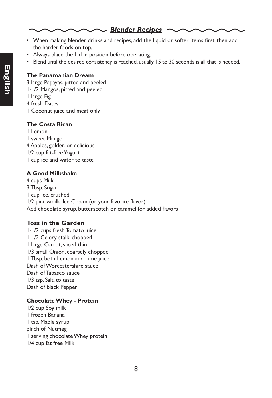 8e n g lis h blender recipes | Nesco JB-50 User Manual | Page 11 / 34