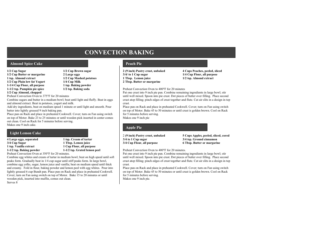 Convection baking | Nesco Convection Roaster Oven User Manual | Page 16 / 32