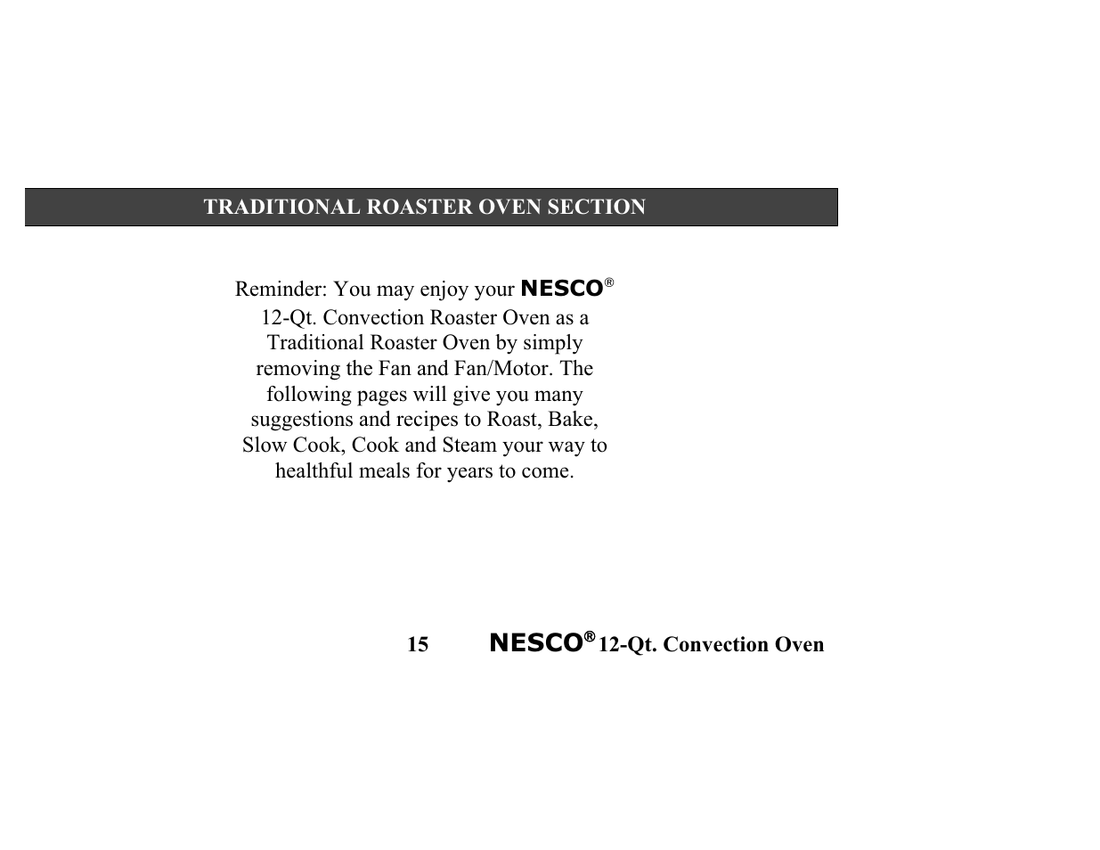 Nesco | Nesco Convection Roaster Oven User Manual | Page 20 / 32