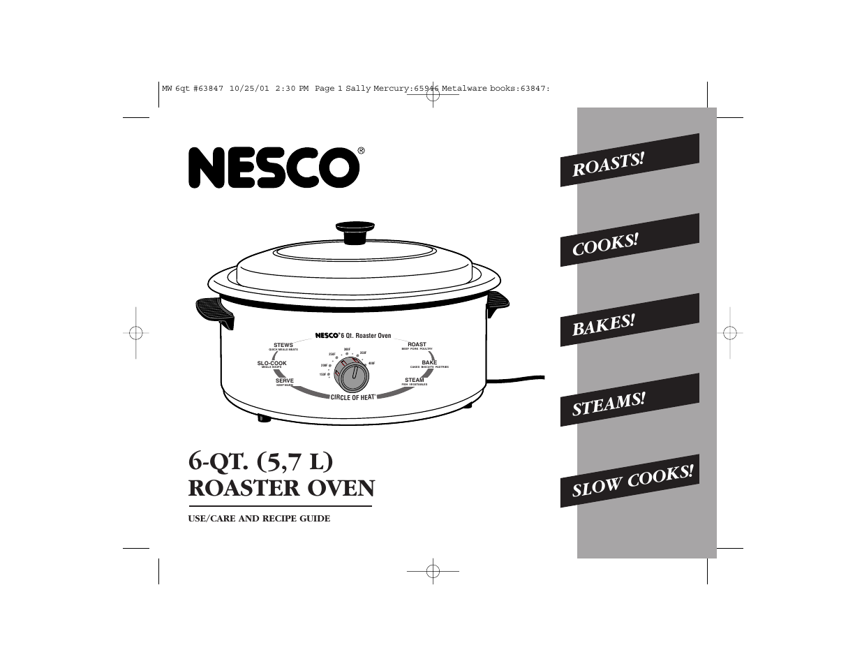 Nesco 6 Qt. Roaster Oven User Manual | 36 pages