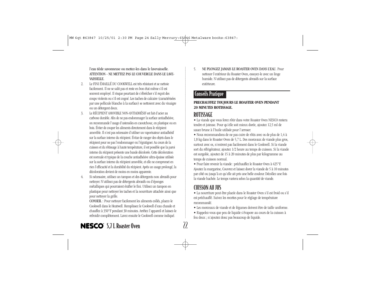 5,7 l roaster oven | Nesco 6 Qt. Roaster Oven User Manual | Page 24 / 36