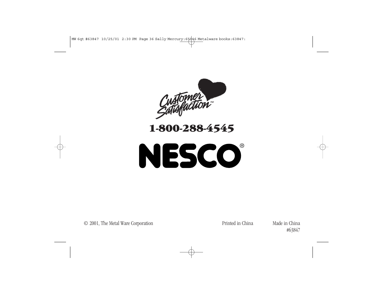 Nesco 6 Qt. Roaster Oven User Manual | Page 36 / 36