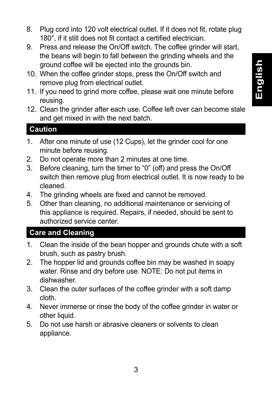 En g li s h | Nesco BG-88PR User Manual | Page 5 / 18